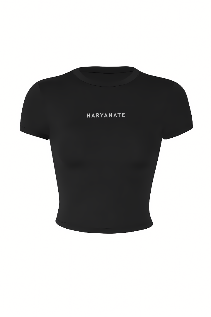 HaryanaTe Solid (Black) Crop Top